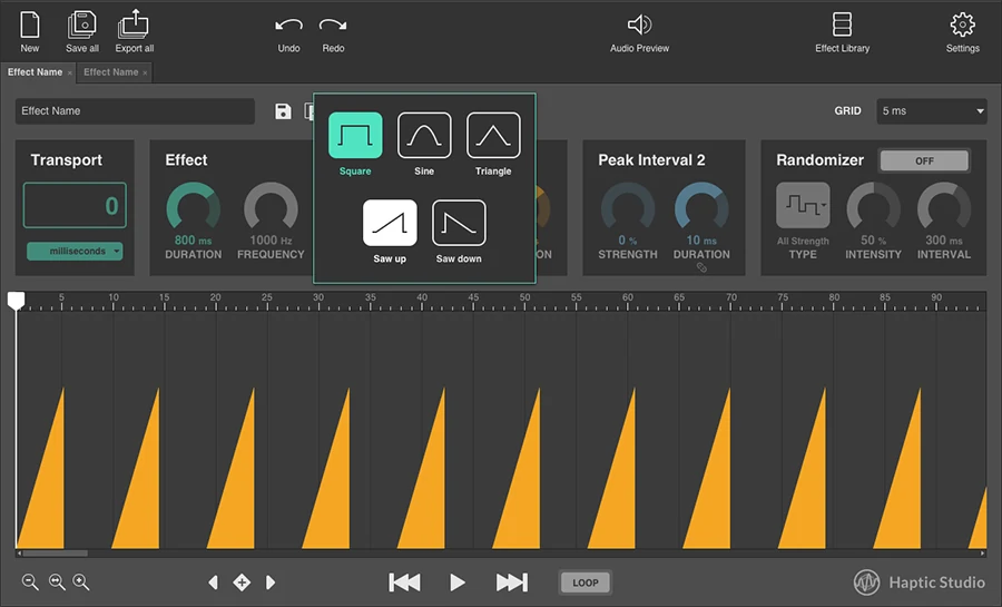 Haptic Studio - Shape Options